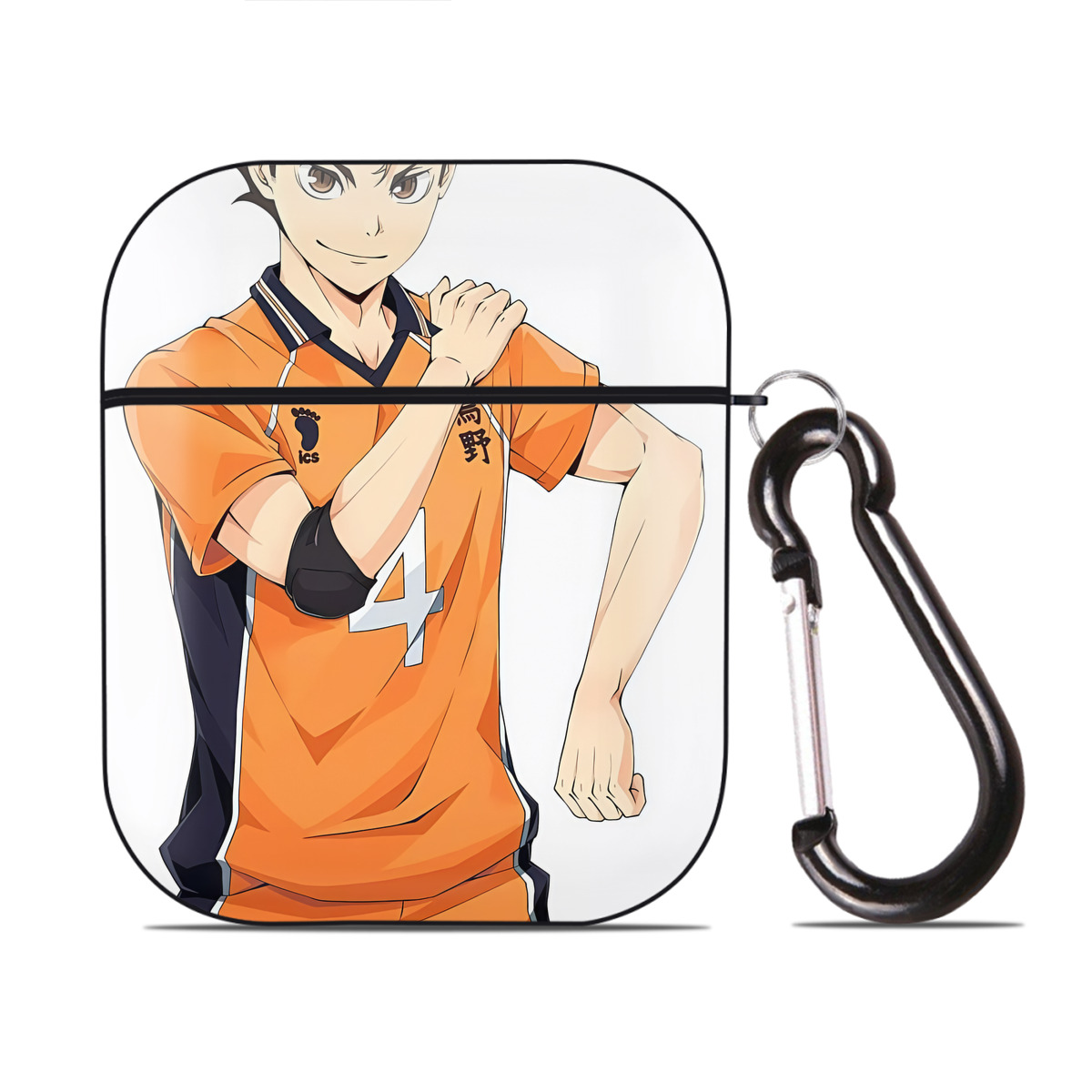 （画像用） ハイキュー!! Haikyu!! AirPods 第2世代保護ケース ハードシェル ブラック 耐衝撃・防指紋・カラビナ付き