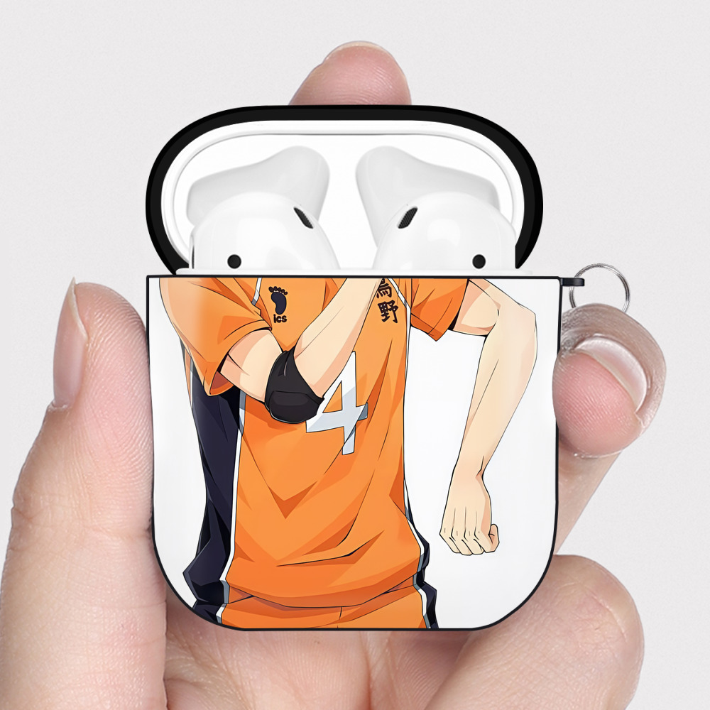 （画像用） ハイキュー!! Haikyu!! AirPods 第2世代保護ケース ハードシェル ブラック 耐衝撃・防指紋・カラビナ付き