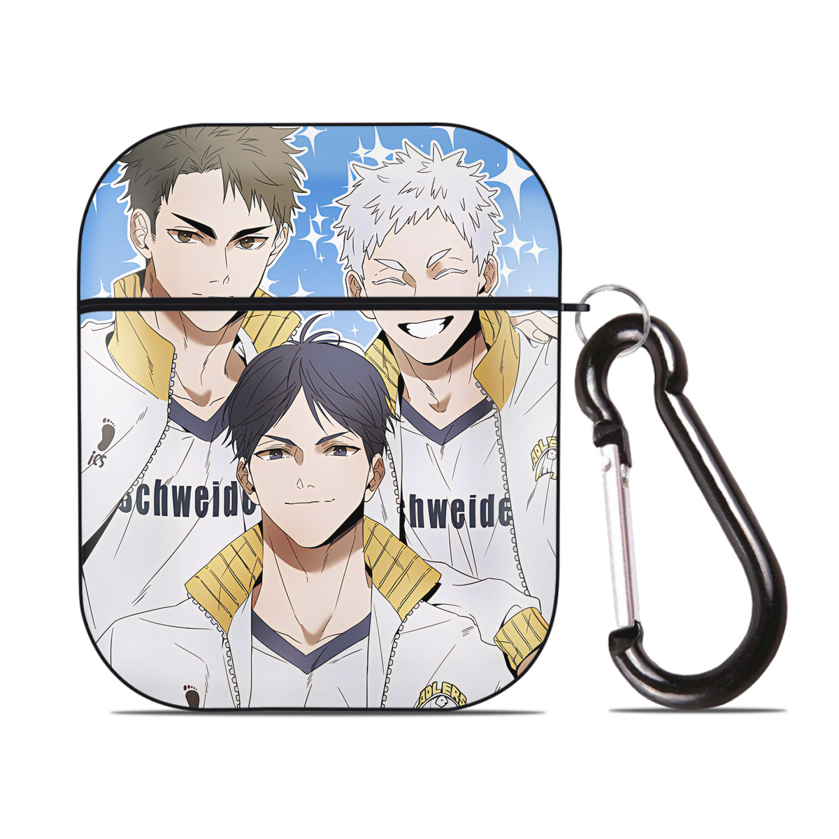 （画像用） ハイキュー!! Haikyu!! AirPods 第2世代保護ケース ハードシェル ブラック 耐衝撃・防指紋・カラビナ付き