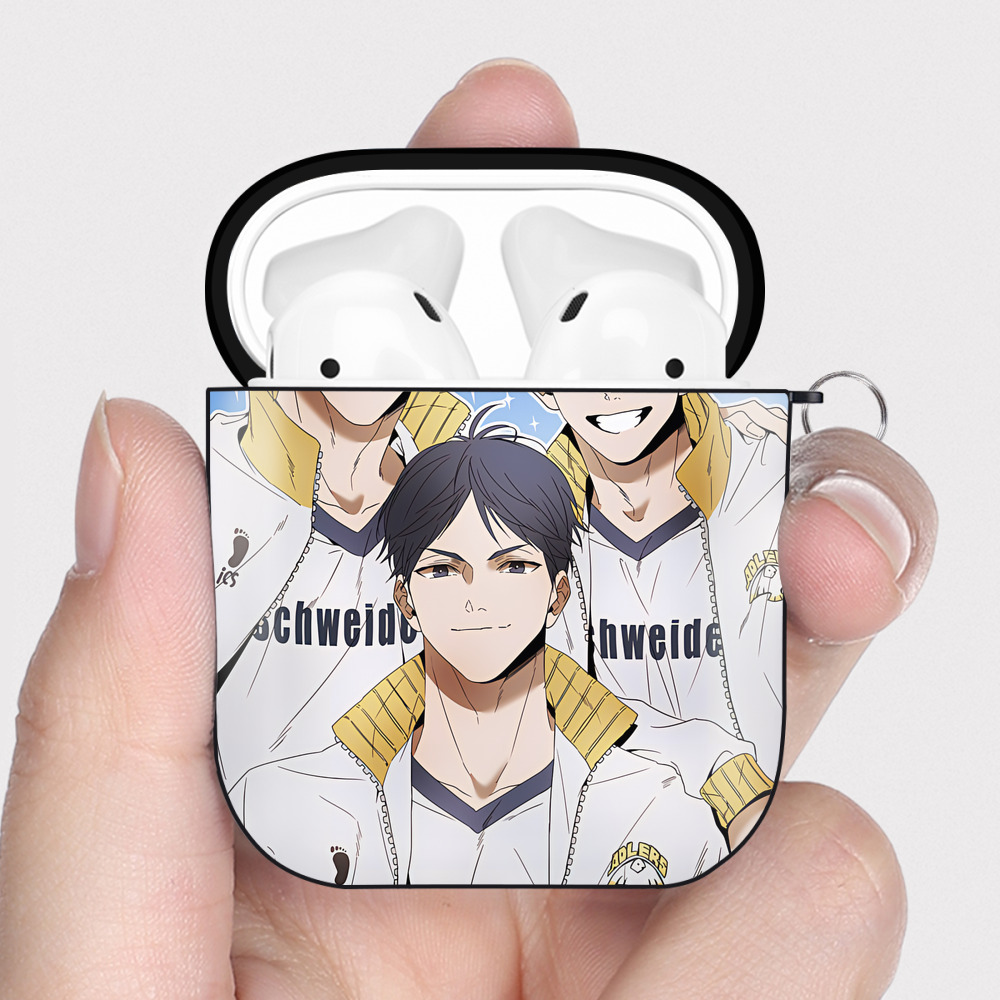 （画像用） ハイキュー!! Haikyu!! AirPods 第2世代保護ケース ハードシェル ブラック 耐衝撃・防指紋・カラビナ付き
