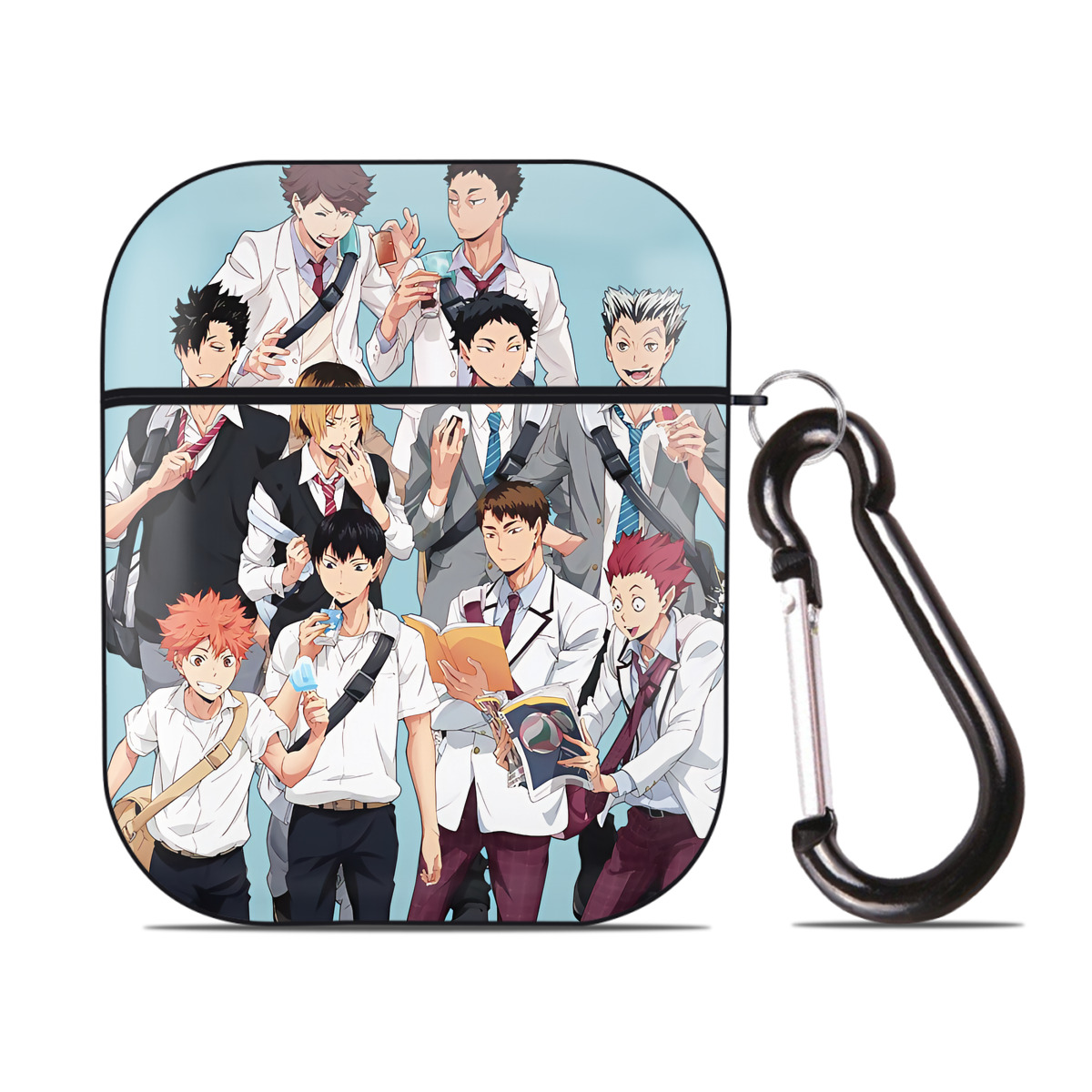 （画像用） ハイキュー!! Haikyu!! AirPods 第2世代保護ケース ハードシェル ブラック 耐衝撃・防指紋・カラビナ付き