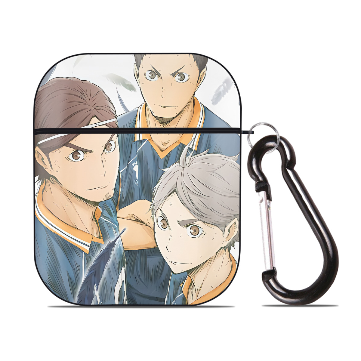 （画像用） ハイキュー!! Haikyu!! AirPods 第2世代保護ケース ハードシェル ブラック 耐衝撃・防指紋・カラビナ付き
