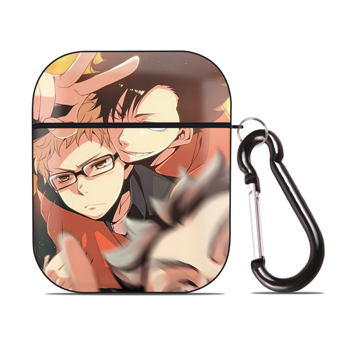 （画像用） ハイキュー!! Haikyu!! AirPods 第2世代保護ケース ハードシェル ブラック 耐衝撃・防指紋・カラビナ付き