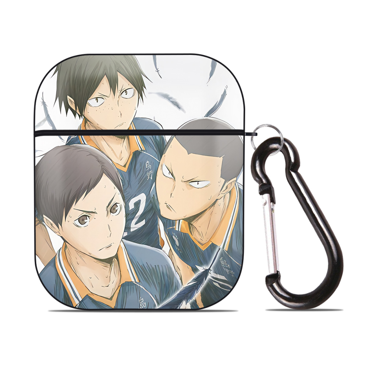 （画像用） ハイキュー!! Haikyu!! AirPods 第2世代保護ケース ハードシェル ブラック 耐衝撃・防指紋・カラビナ付き