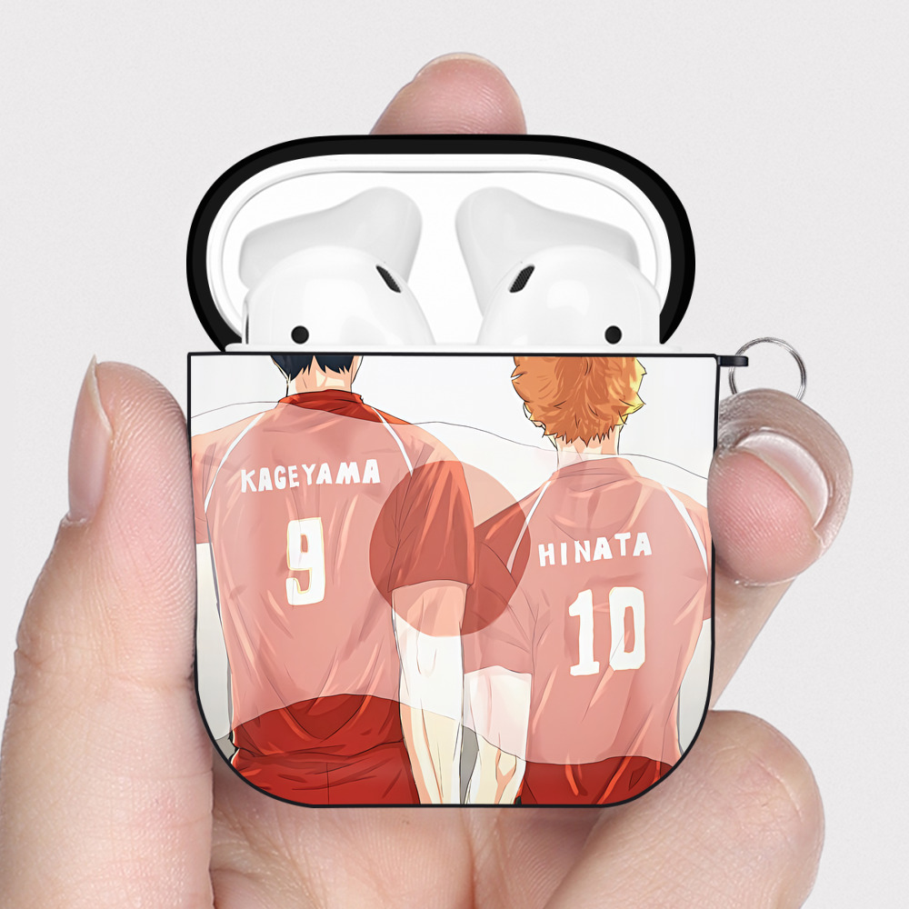 （画像用） ハイキュー!! Haikyu!! AirPods 第2世代保護ケース ハードシェル ブラック 耐衝撃・防指紋・カラビナ付き