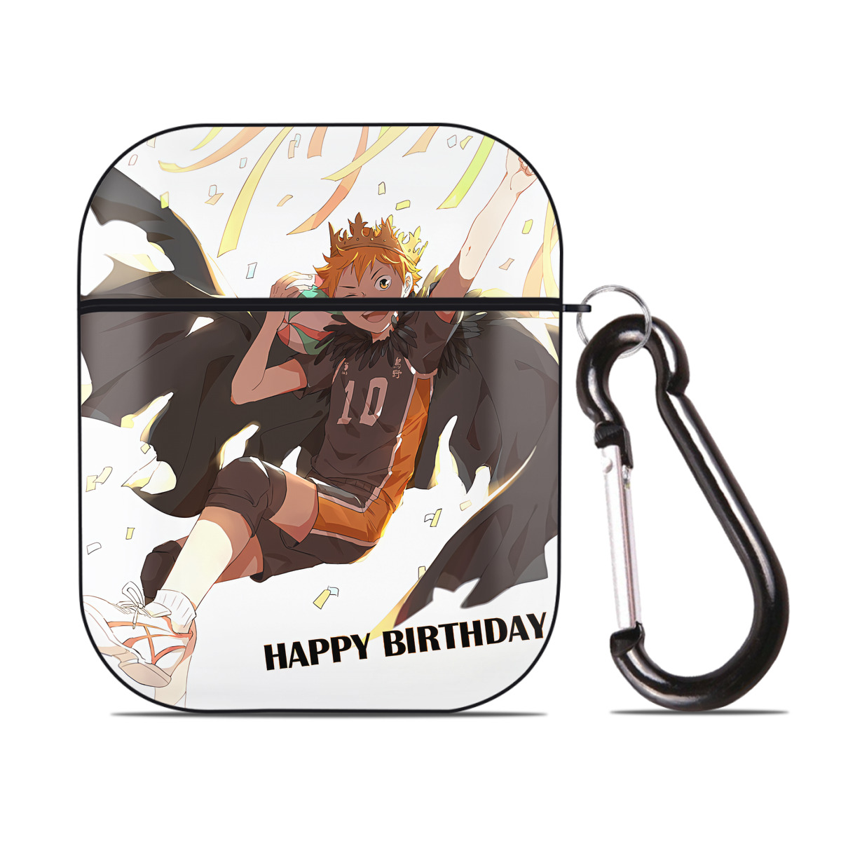 （画像用） ハイキュー!! Haikyu!! AirPods 第2世代保護ケース ハードシェル ブラック 耐衝撃・防指紋・カラビナ付き