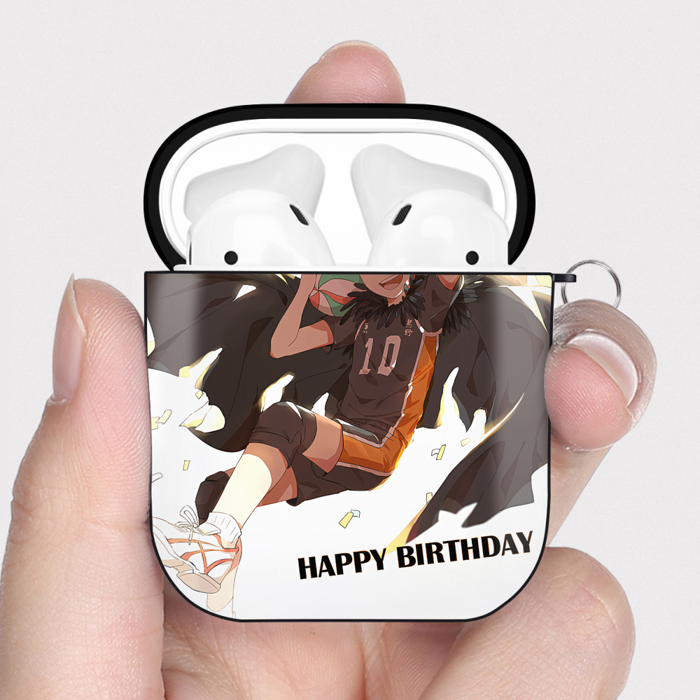 （画像用） ハイキュー!! Haikyu!! AirPods 第2世代保護ケース ハードシェル ブラック 耐衝撃・防指紋・カラビナ付き