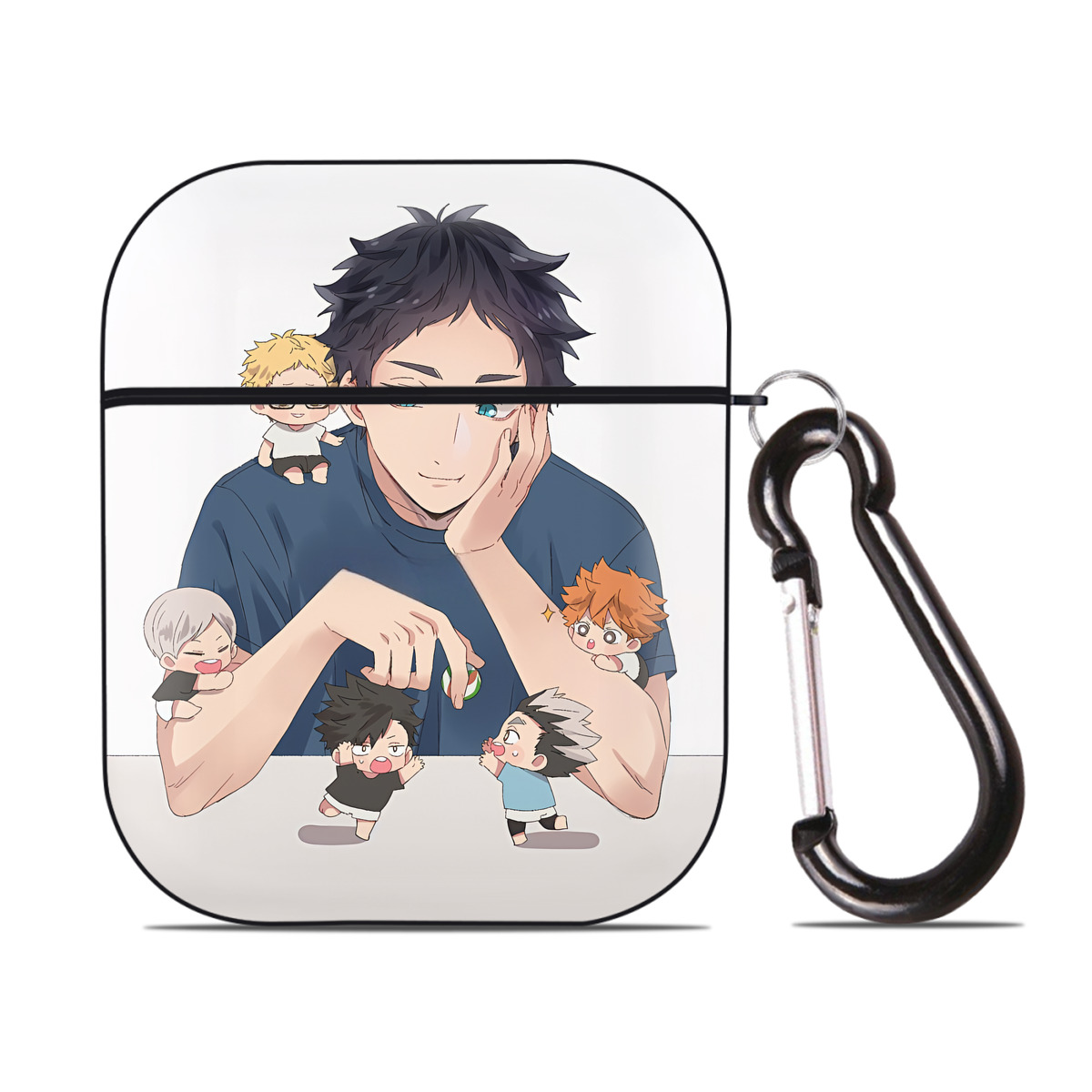 （画像用） ハイキュー!! Haikyu!! AirPods 第2世代保護ケース ハードシェル ブラック 耐衝撃・防指紋・カラビナ付き