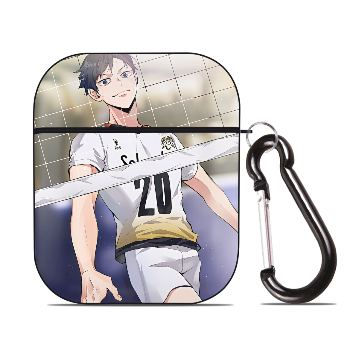 （画像用） ハイキュー!! Haikyu!! AirPods 第2世代保護ケース ハードシェル ブラック 耐衝撃・防指紋・カラビナ付き