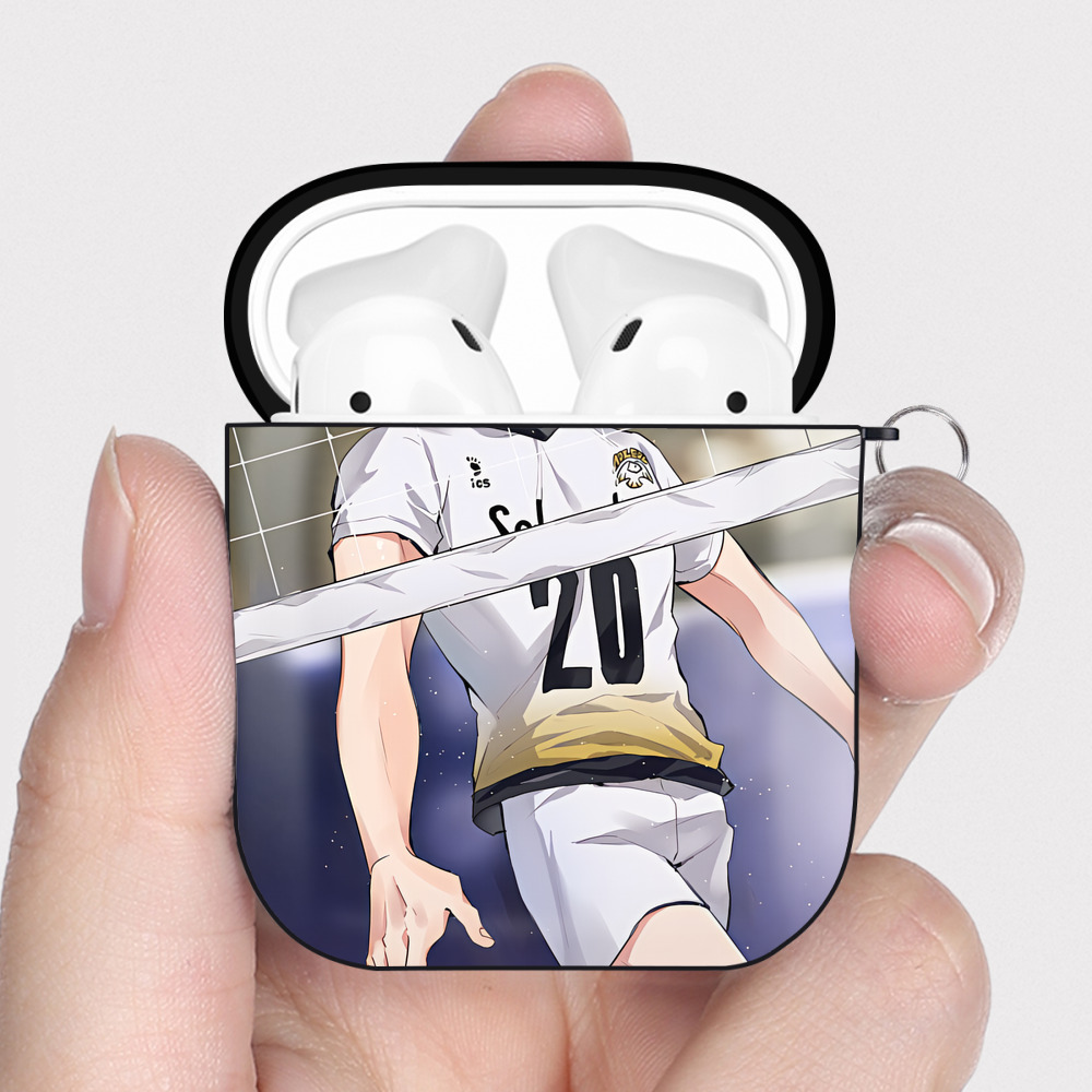 （画像用） ハイキュー!! Haikyu!! AirPods 第2世代保護ケース ハードシェル ブラック 耐衝撃・防指紋・カラビナ付き