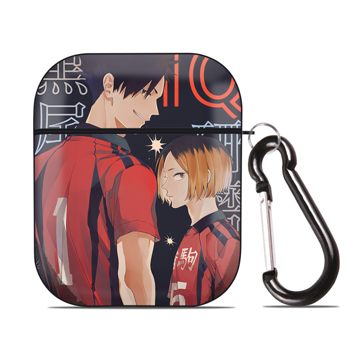 （画像用） ハイキュー!! Haikyu!! AirPods 第2世代保護ケース ハードシェル ブラック 耐衝撃・防指紋・カラビナ付き