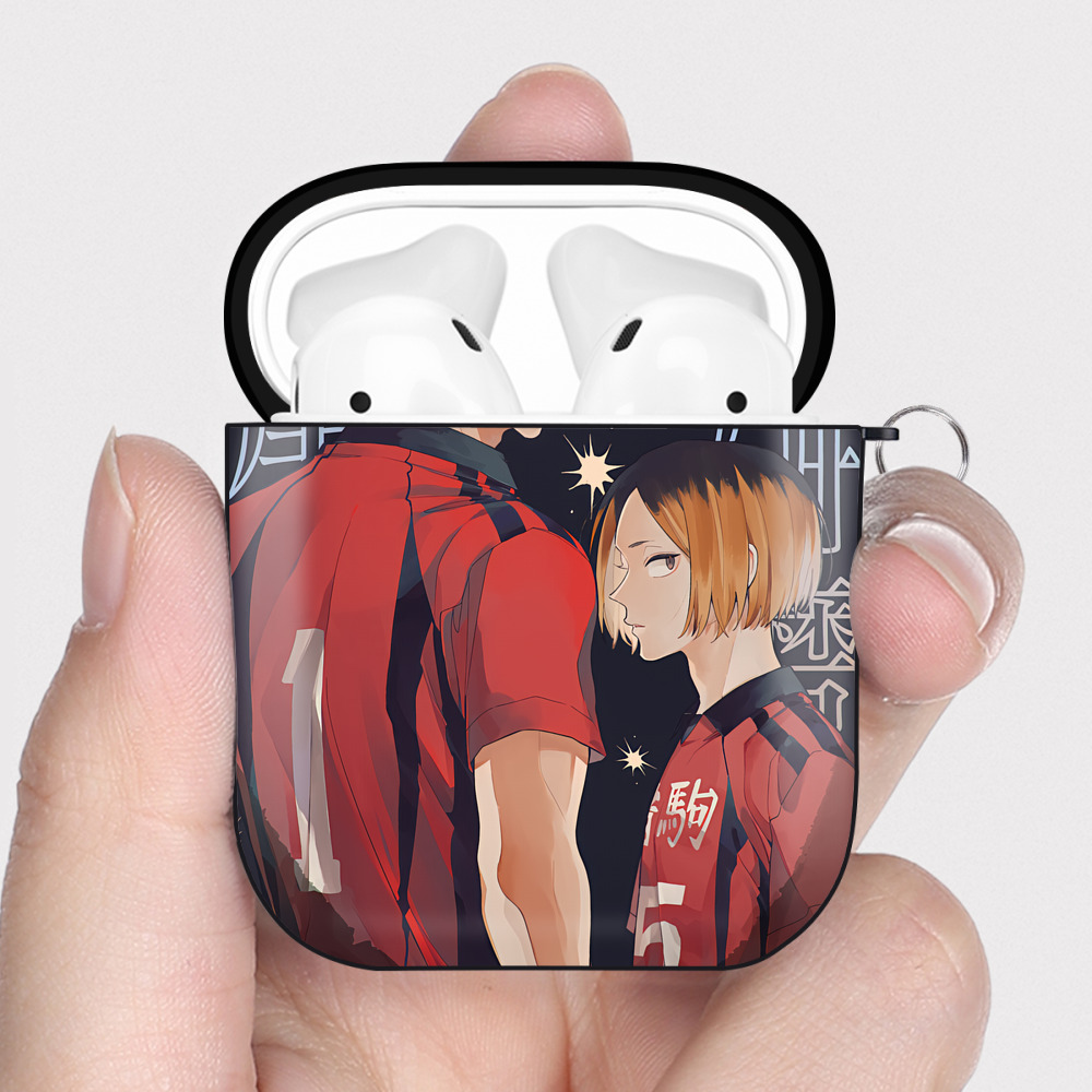 （画像用） ハイキュー!! Haikyu!! AirPods 第2世代保護ケース ハードシェル ブラック 耐衝撃・防指紋・カラビナ付き