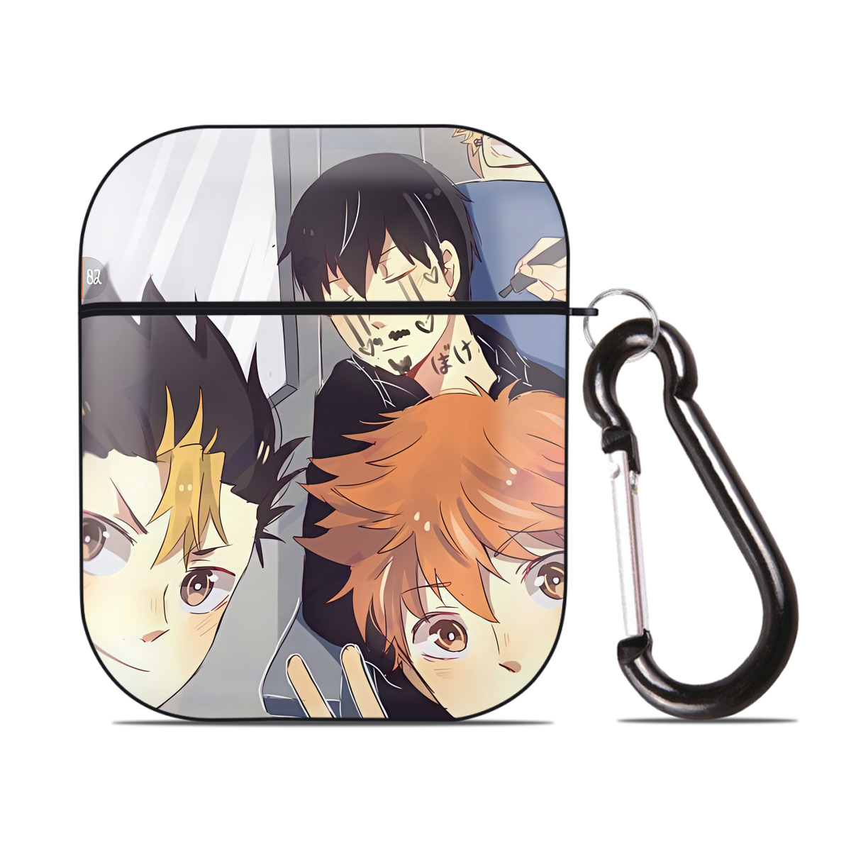 （画像用） ハイキュー!! Haikyu!! AirPods 第2世代保護ケース ハードシェル ブラック 耐衝撃・防指紋・カラビナ付き