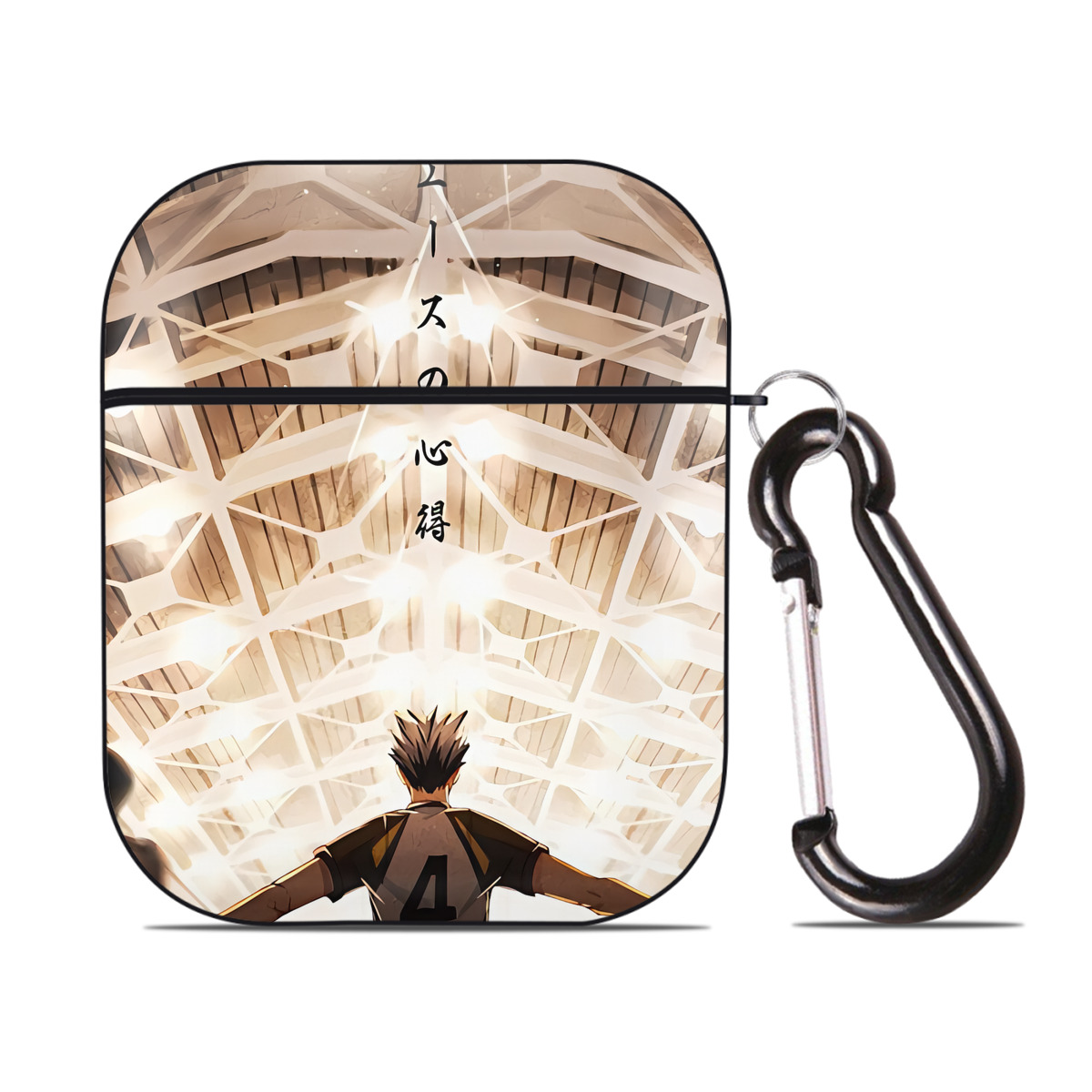 （画像用） ハイキュー!! Haikyu!! AirPods 第2世代保護ケース ハードシェル ブラック 耐衝撃・防指紋・カラビナ付き