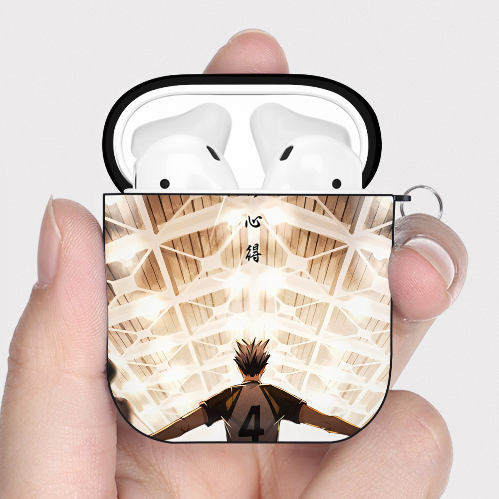 （画像用） ハイキュー!! Haikyu!! AirPods 第2世代保護ケース ハードシェル ブラック 耐衝撃・防指紋・カラビナ付き