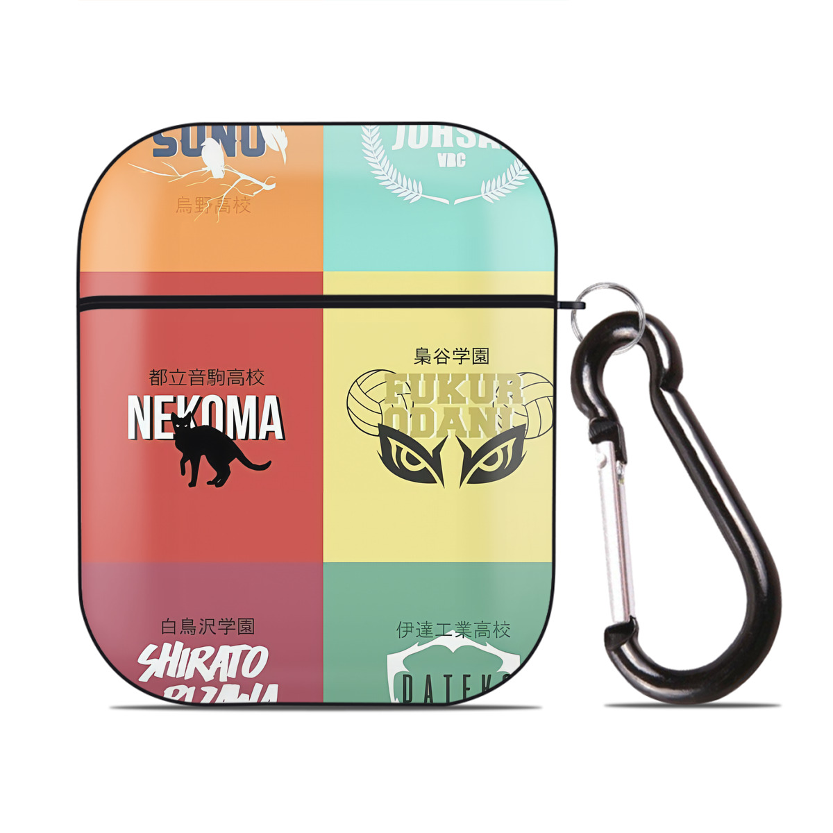 （画像用） ハイキュー!! Haikyu!! AirPods 第2世代保護ケース ハードシェル ブラック 耐衝撃・防指紋・カラビナ付き