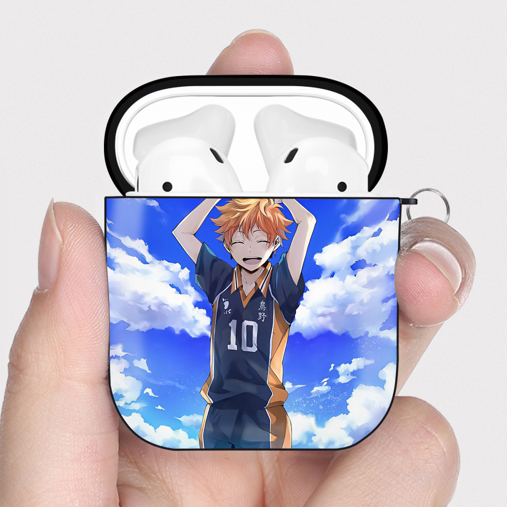 （画像用） ハイキュー!! Haikyu!! AirPods 第2世代保護ケース ハードシェル ブラック 耐衝撃・防指紋・カラビナ付き
