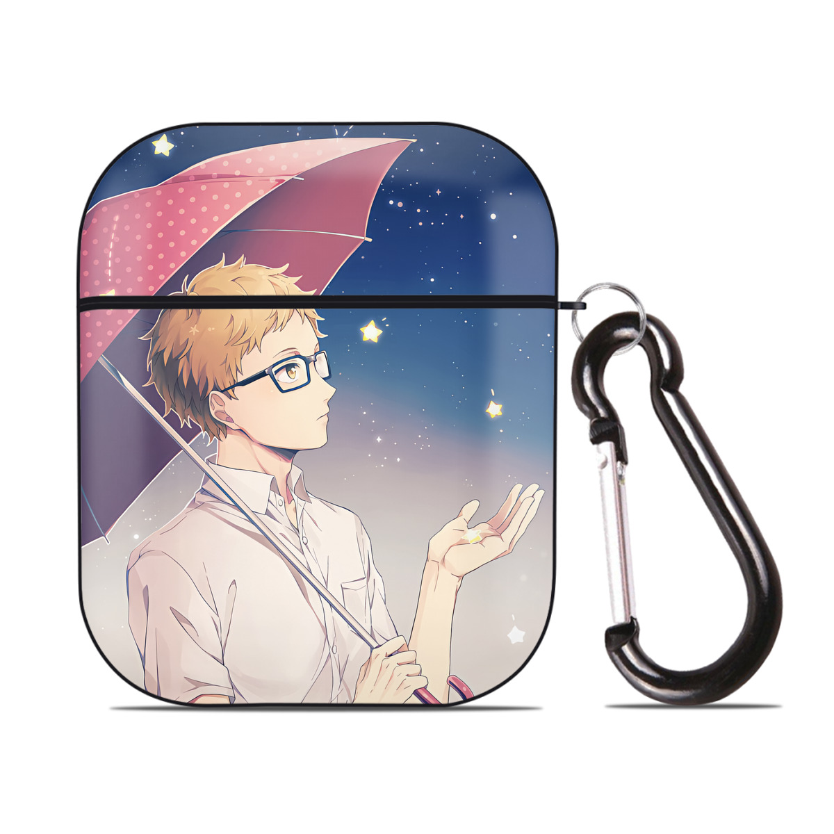 （画像用） ハイキュー!! Haikyu!! AirPods 第2世代保護ケース ハードシェル ブラック 耐衝撃・防指紋・カラビナ付き