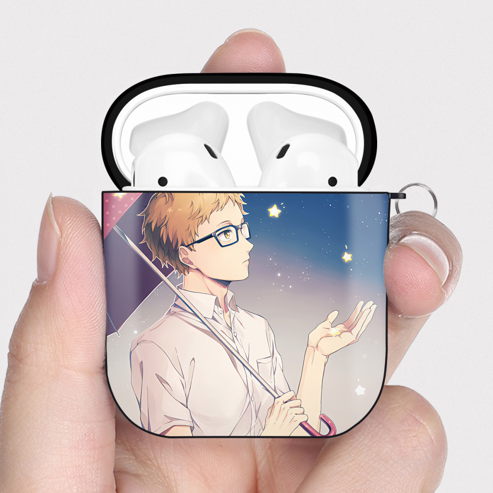 （画像用） ハイキュー!! Haikyu!! AirPods 第2世代保護ケース ハードシェル ブラック 耐衝撃・防指紋・カラビナ付き