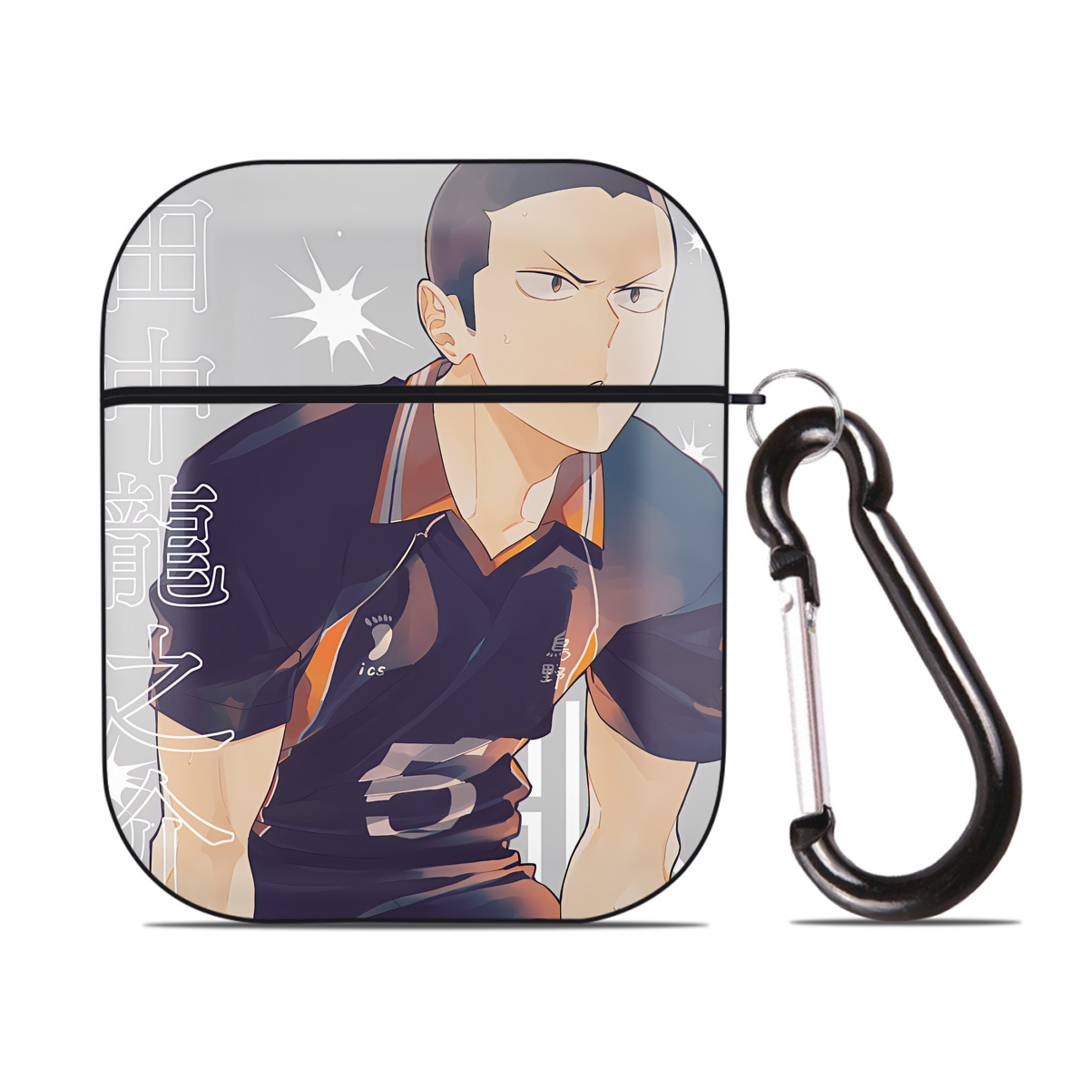 （画像用） ハイキュー!! Haikyu!! AirPods 第2世代保護ケース ハードシェル ブラック 耐衝撃・防指紋・カラビナ付き