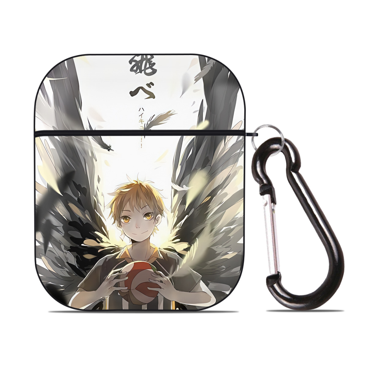 （画像用） ハイキュー!! Haikyu!! AirPods 第2世代保護ケース ハードシェル ブラック 耐衝撃・防指紋・カラビナ付き