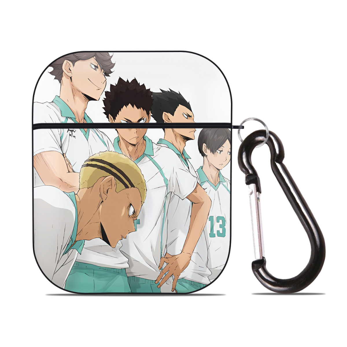 （画像用） ハイキュー!! Haikyu!! AirPods 第2世代保護ケース ハードシェル ブラック 耐衝撃・防指紋・カラビナ付き