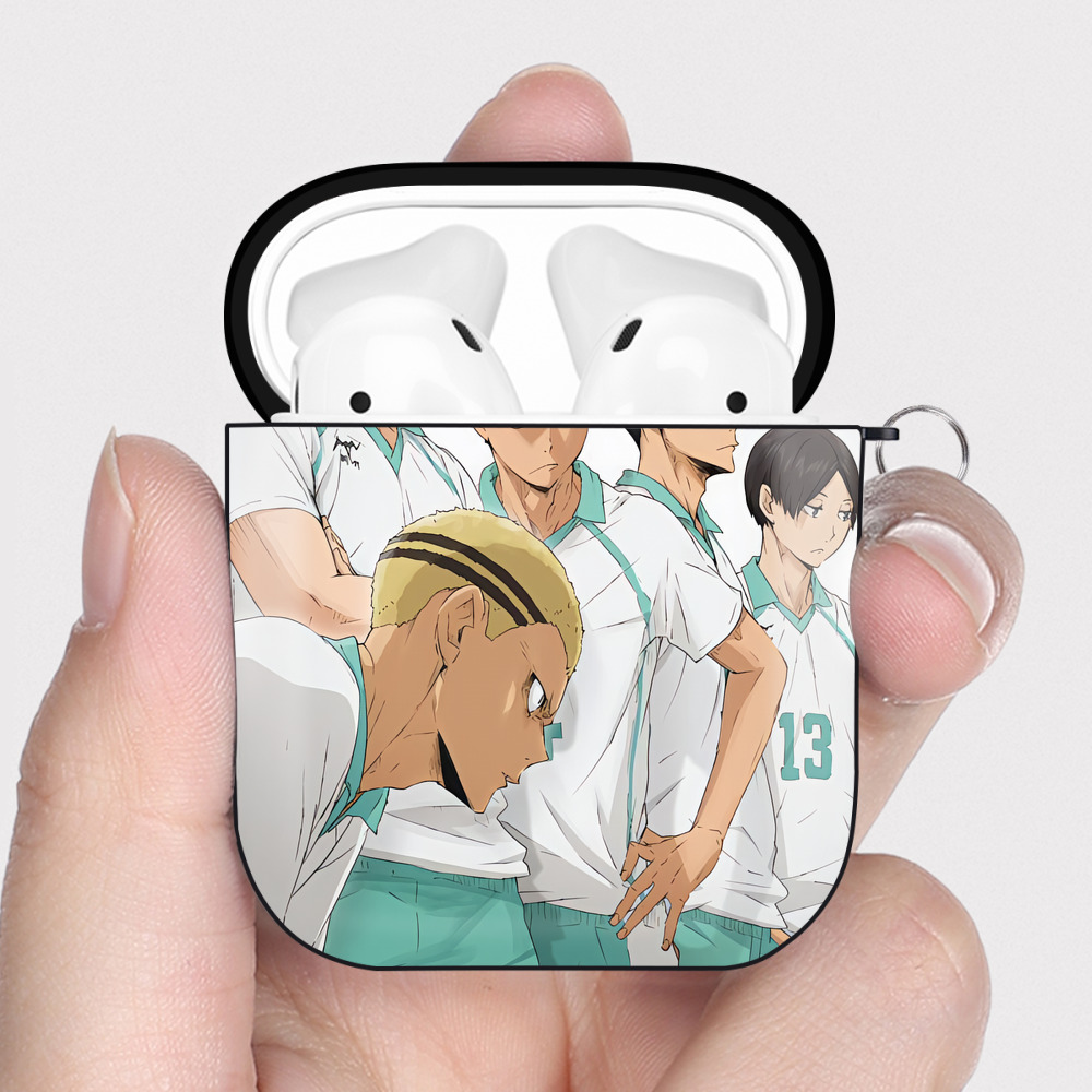（画像用） ハイキュー!! Haikyu!! AirPods 第2世代保護ケース ハードシェル ブラック 耐衝撃・防指紋・カラビナ付き