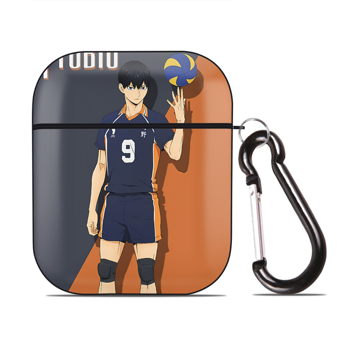 （画像用） ハイキュー!! Haikyu!! AirPods 第2世代保護ケース ハードシェル ブラック 耐衝撃・防指紋・カラビナ付き