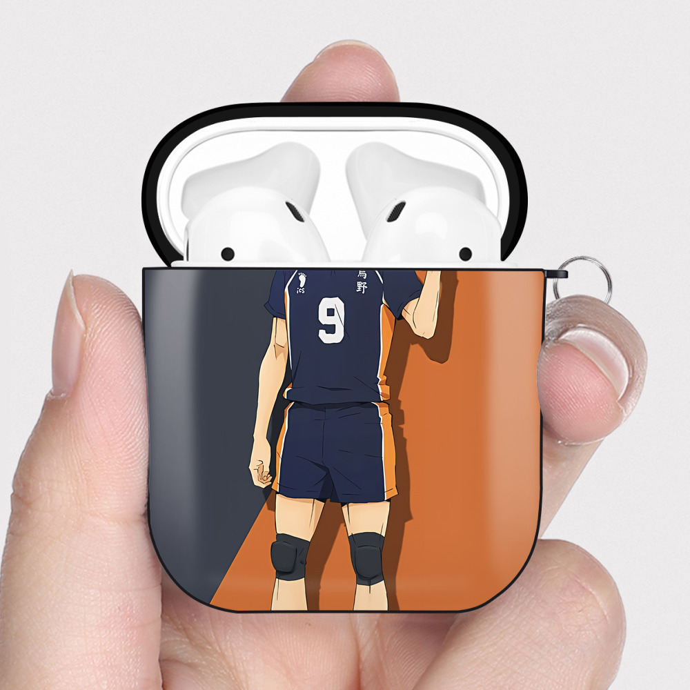 （画像用） ハイキュー!! Haikyu!! AirPods 第2世代保護ケース ハードシェル ブラック 耐衝撃・防指紋・カラビナ付き