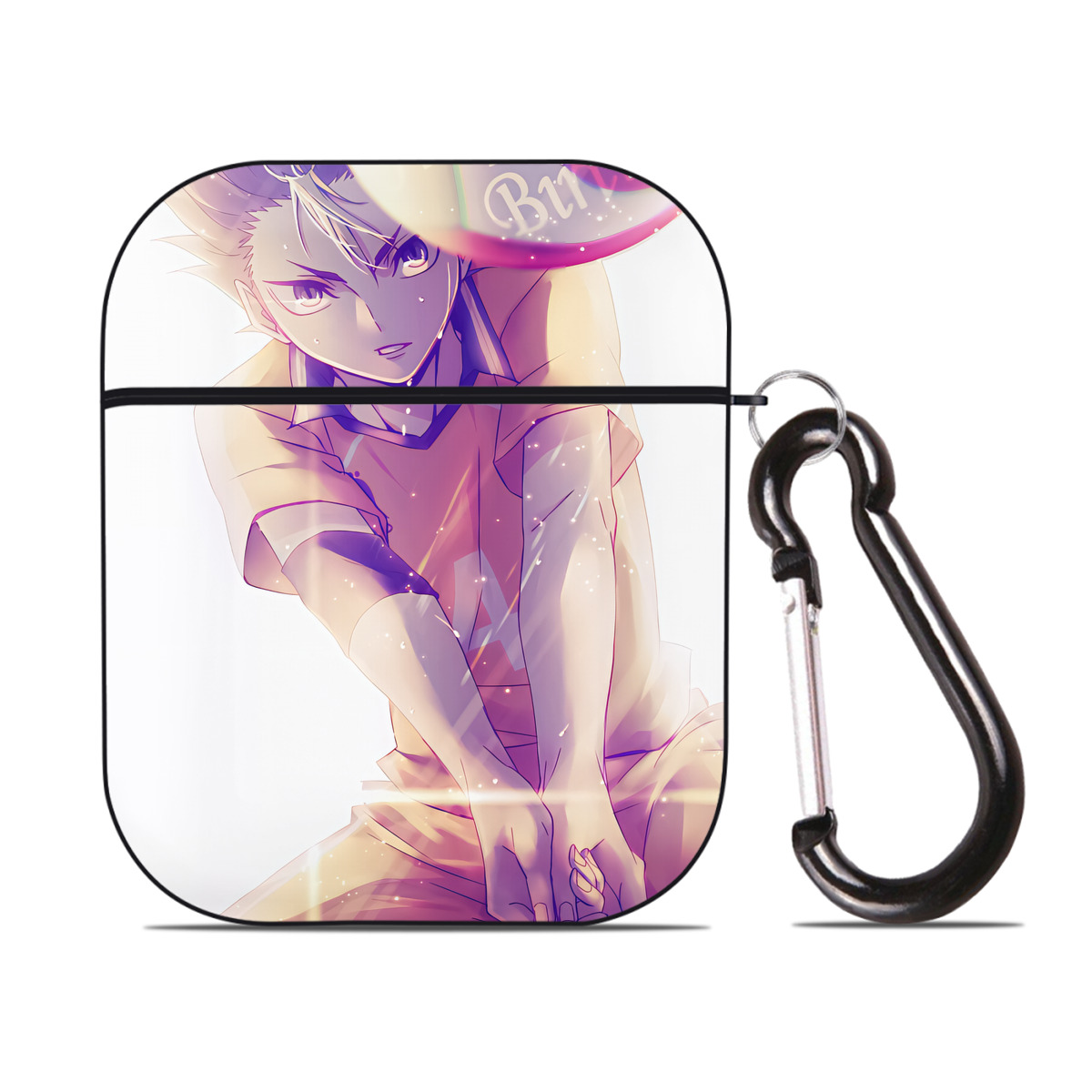 （画像用） ハイキュー!! Haikyu!! AirPods 第2世代保護ケース ハードシェル ブラック 耐衝撃・防指紋・カラビナ付き