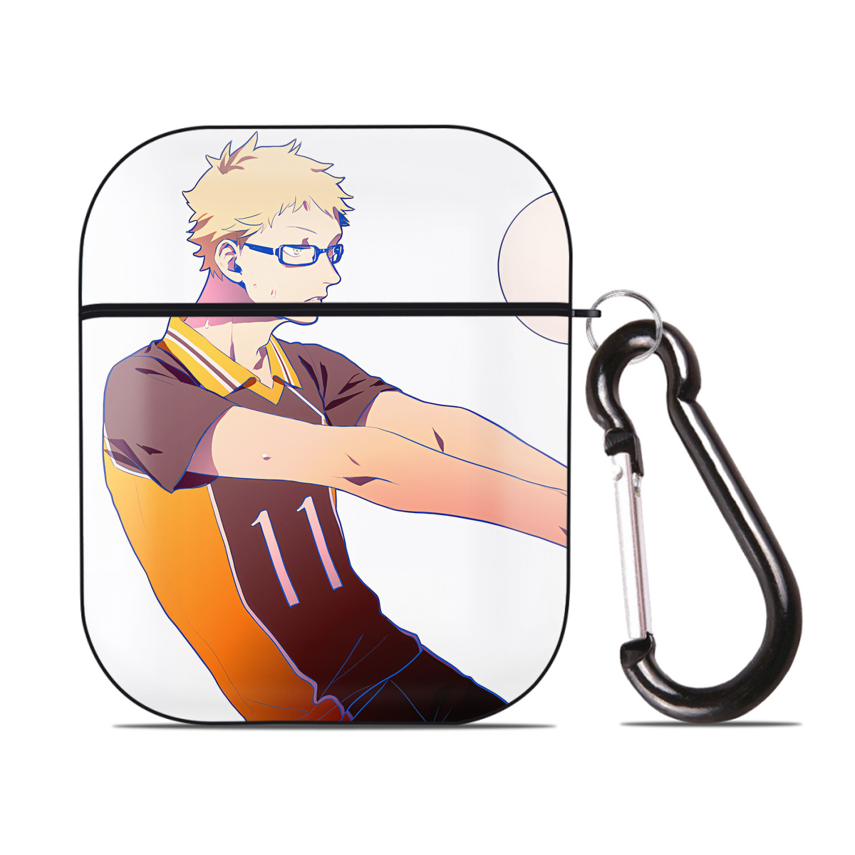 （画像用） ハイキュー!! Haikyu!! AirPods 第2世代保護ケース ハードシェル ブラック 耐衝撃・防指紋・カラビナ付き