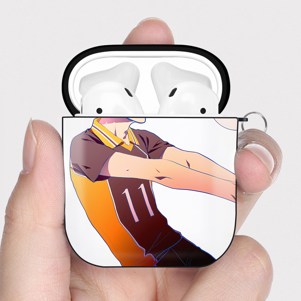 （画像用） ハイキュー!! Haikyu!! AirPods 第2世代保護ケース ハードシェル ブラック 耐衝撃・防指紋・カラビナ付き