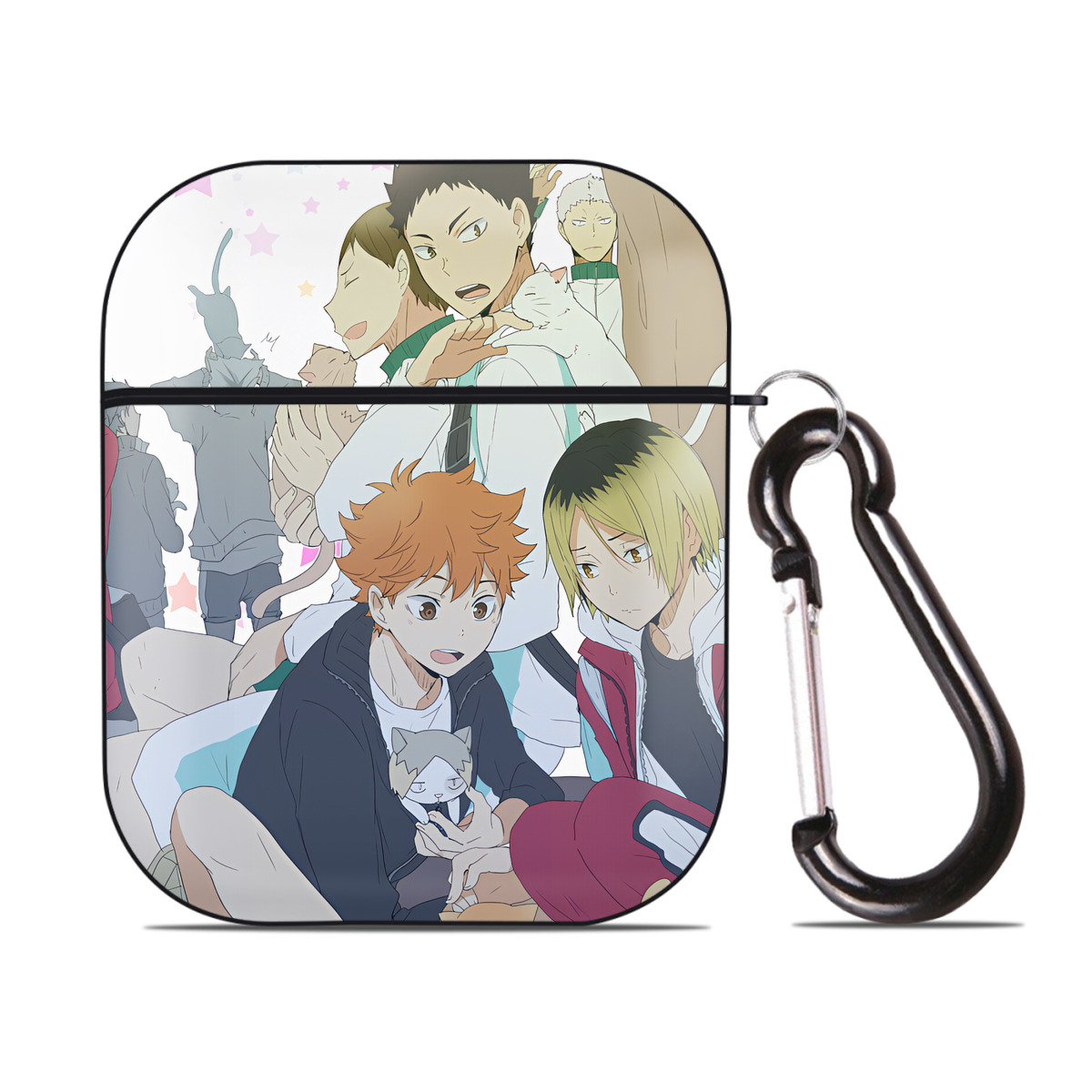 （画像用） ハイキュー!! Haikyu!! AirPods 第2世代保護ケース ハードシェル ブラック 耐衝撃・防指紋・カラビナ付き