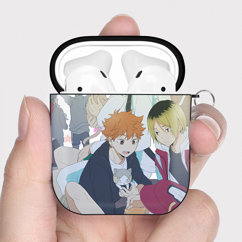 （画像用） ハイキュー!! Haikyu!! AirPods 第2世代保護ケース ハードシェル ブラック 耐衝撃・防指紋・カラビナ付き