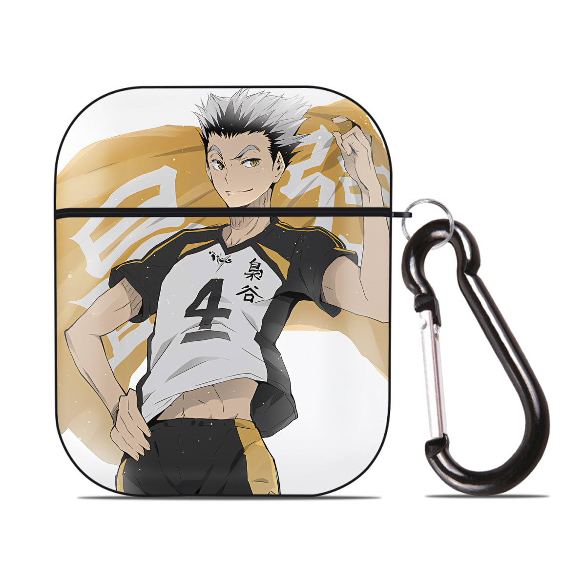 （画像用） ハイキュー!! Haikyu!! AirPods 第2世代保護ケース ハードシェル ブラック 耐衝撃・防指紋・カラビナ付き