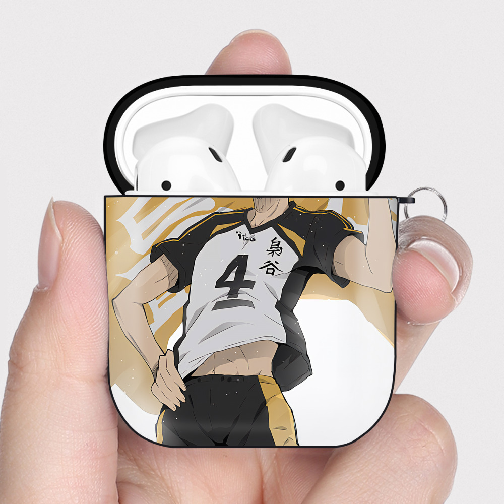 （画像用） ハイキュー!! Haikyu!! AirPods 第2世代保護ケース ハードシェル ブラック 耐衝撃・防指紋・カラビナ付き