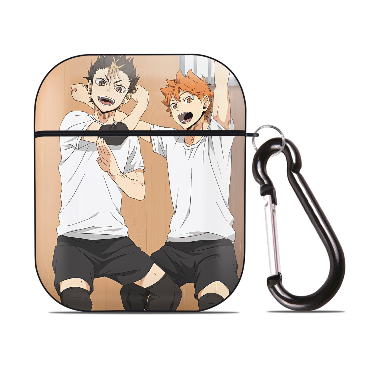 （画像用） ハイキュー!! Haikyu!! AirPods 第2世代保護ケース ハードシェル ブラック 耐衝撃・防指紋・カラビナ付き