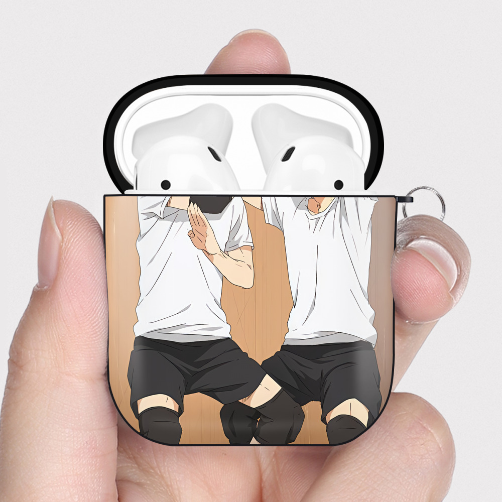 （画像用） ハイキュー!! Haikyu!! AirPods 第2世代保護ケース ハードシェル ブラック 耐衝撃・防指紋・カラビナ付き