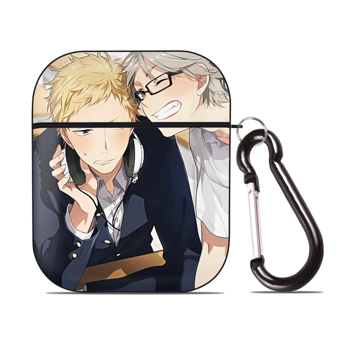 （画像用） ハイキュー!! Haikyu!! AirPods 第2世代保護ケース ハードシェル ブラック 耐衝撃・防指紋・カラビナ付き