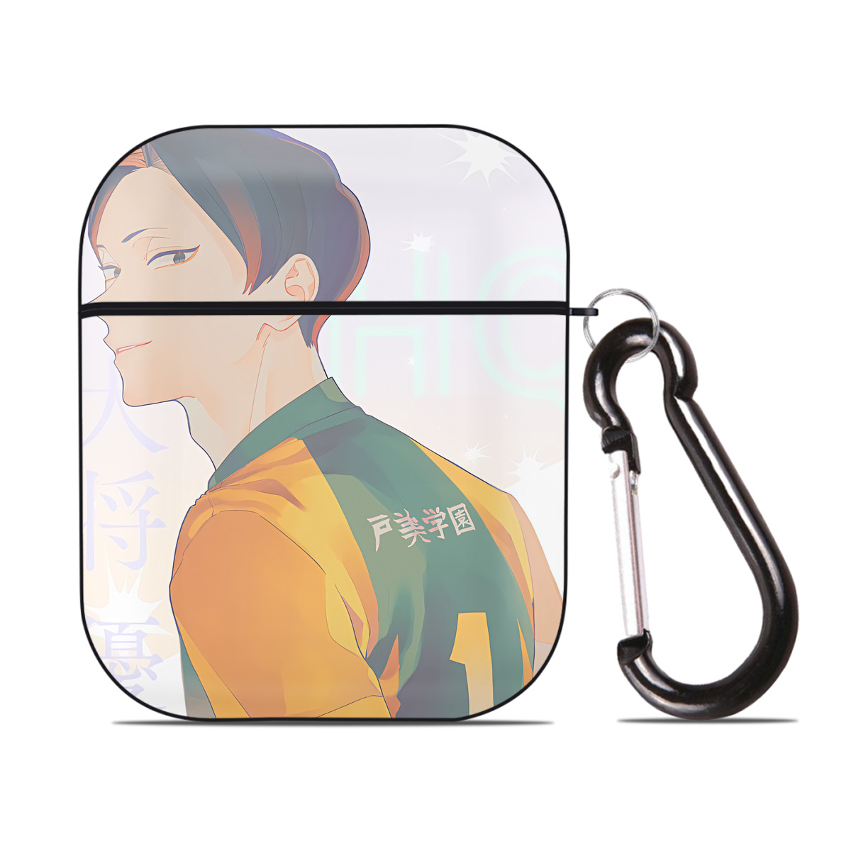（画像用） ハイキュー!! Haikyu!! AirPods 第2世代保護ケース ハードシェル ブラック 耐衝撃・防指紋・カラビナ付き
