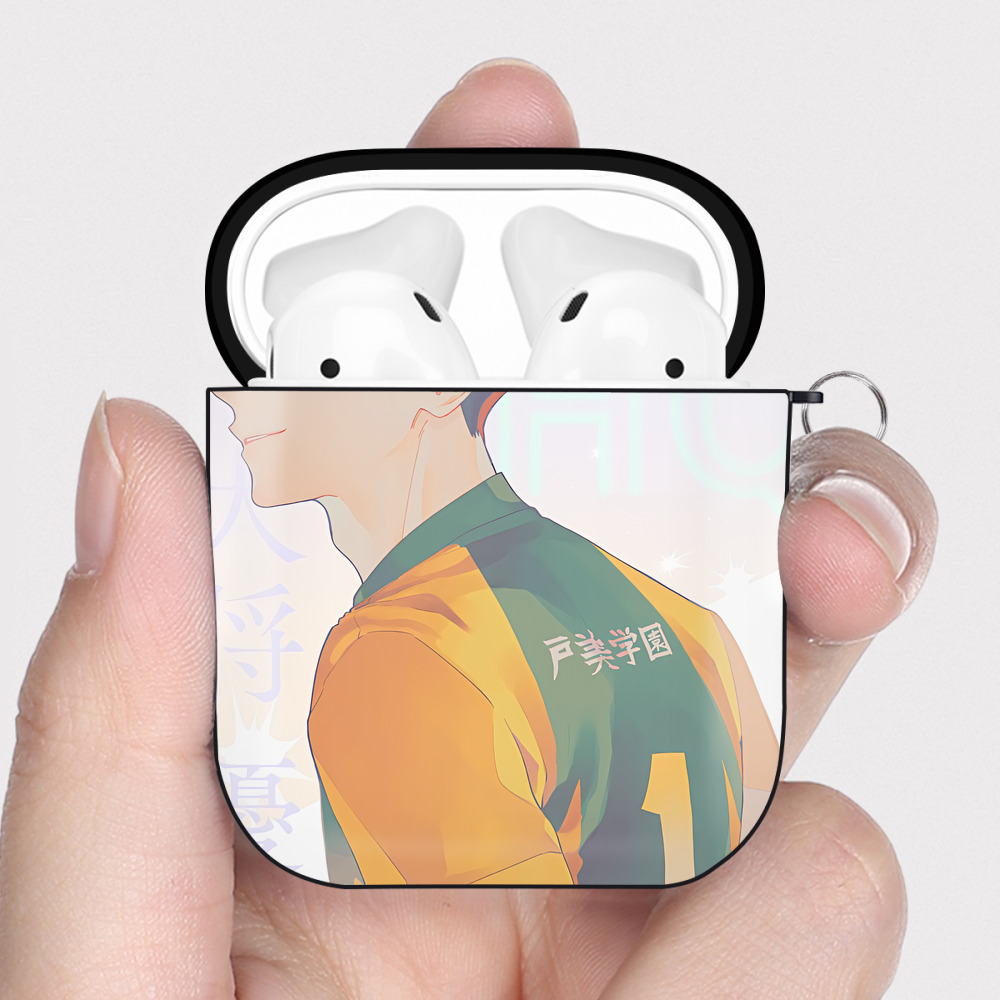 （画像用） ハイキュー!! Haikyu!! AirPods 第2世代保護ケース ハードシェル ブラック 耐衝撃・防指紋・カラビナ付き