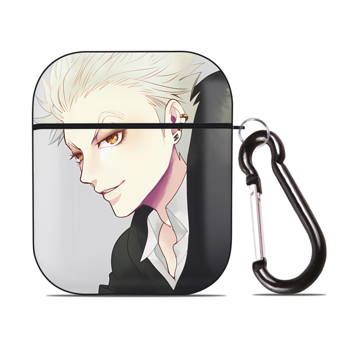 （画像用） ハイキュー!! Haikyu!! AirPods 第2世代保護ケース ハードシェル ブラック 耐衝撃・防指紋・カラビナ付き