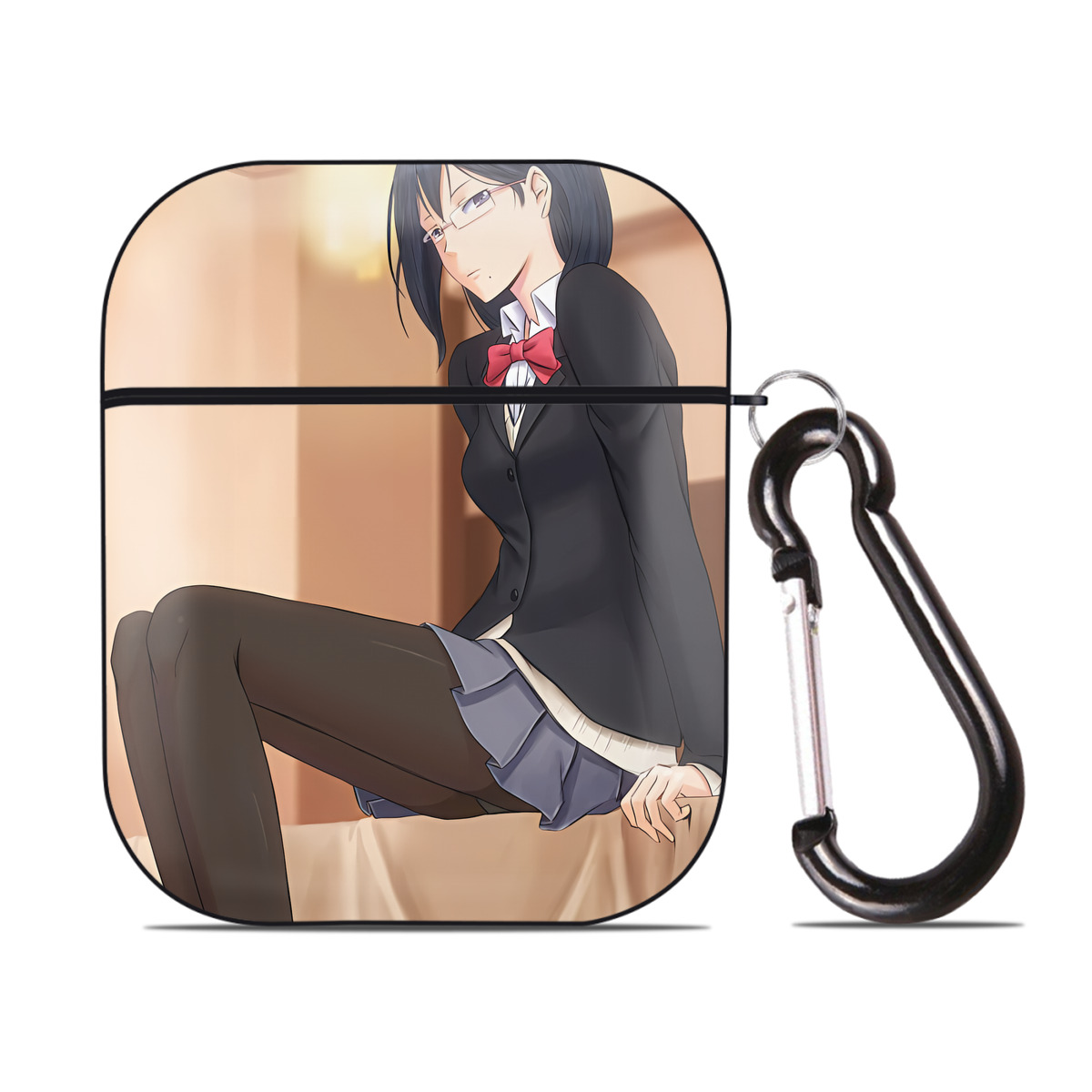（画像用） ハイキュー!! Haikyu!! AirPods 第2世代保護ケース ハードシェル ブラック 耐衝撃・防指紋・カラビナ付き
