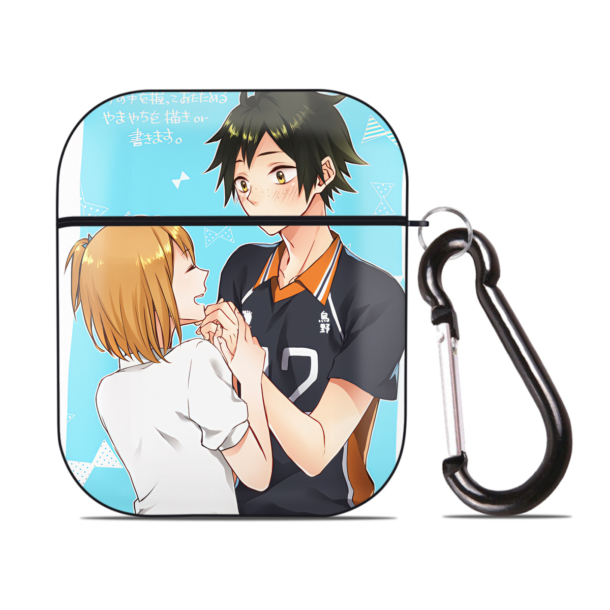 （画像用） ハイキュー!! Haikyu!! AirPods 第2世代保護ケース ハードシェル ブラック 耐衝撃・防指紋・カラビナ付き