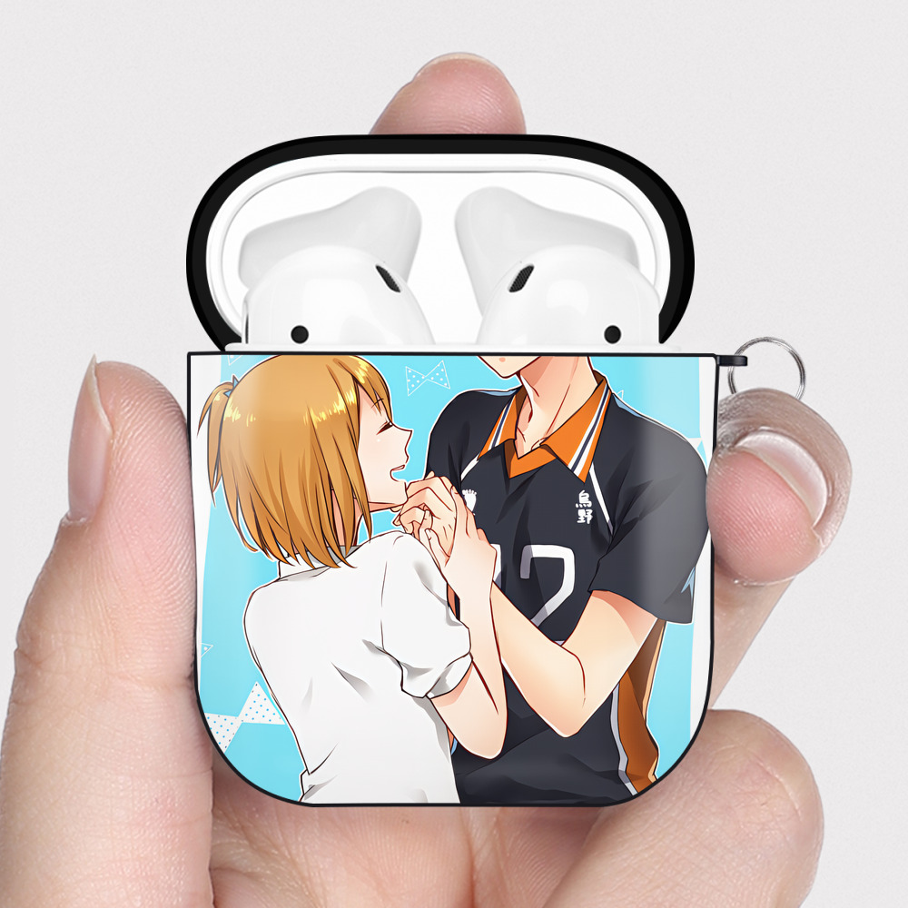 （画像用） ハイキュー!! Haikyu!! AirPods 第2世代保護ケース ハードシェル ブラック 耐衝撃・防指紋・カラビナ付き