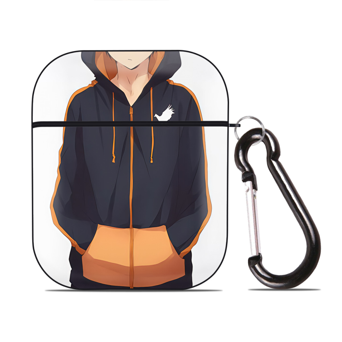 （画像用） ハイキュー!! Haikyu!! AirPods 第2世代保護ケース ハードシェル ブラック 耐衝撃・防指紋・カラビナ付き