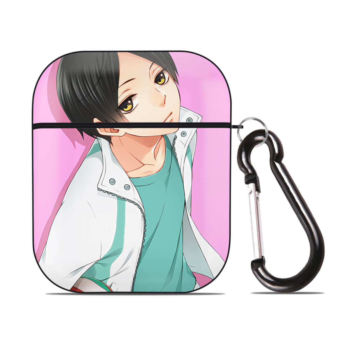 （画像用） ハイキュー!! Haikyu!! AirPods 第2世代保護ケース ハードシェル ブラック 耐衝撃・防指紋・カラビナ付き