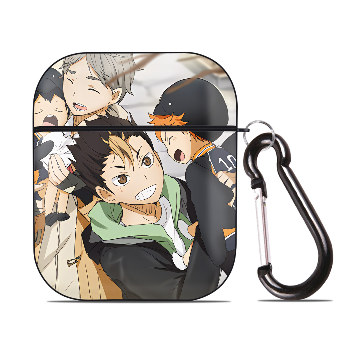 （画像用） ハイキュー!! Haikyu!! AirPods 第2世代保護ケース ハードシェル ブラック 耐衝撃・防指紋・カラビナ付き