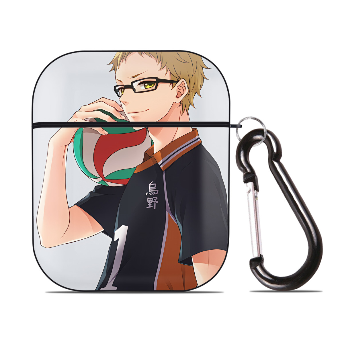 （画像用） ハイキュー!! Haikyu!! AirPods 第2世代保護ケース ハードシェル ブラック 耐衝撃・防指紋・カラビナ付き