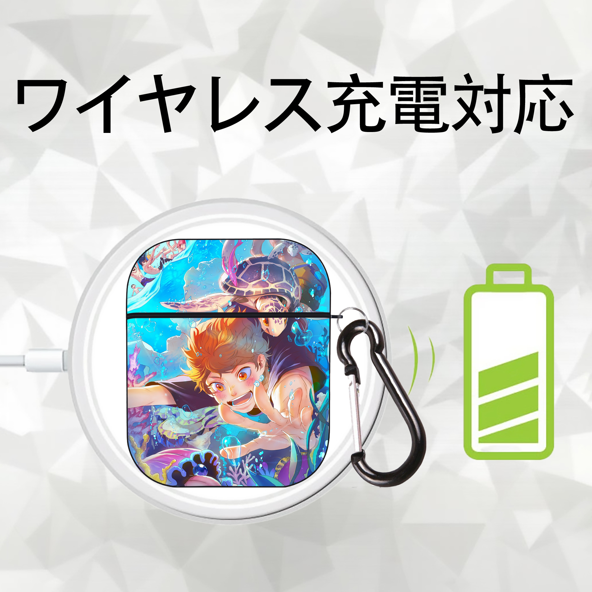 ハイキュー!! Haikyu!! AirPods 第2世代保護ケース ハードシェル ブラック 耐衝撃・防指紋・カラビナ付き